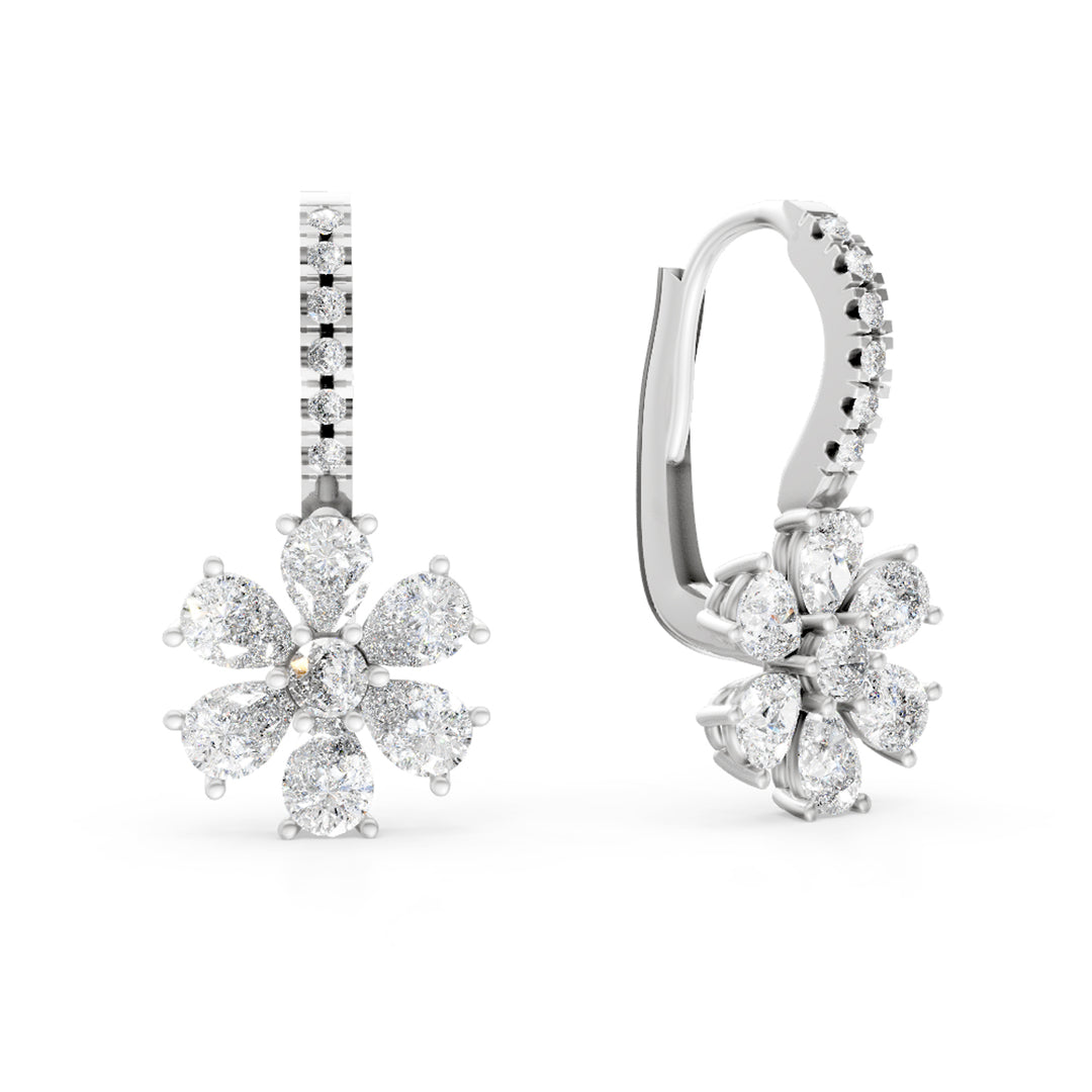 Golay bloemoorbellen met zes druppels, diamanten en hendel OMP565D020B-24303110049