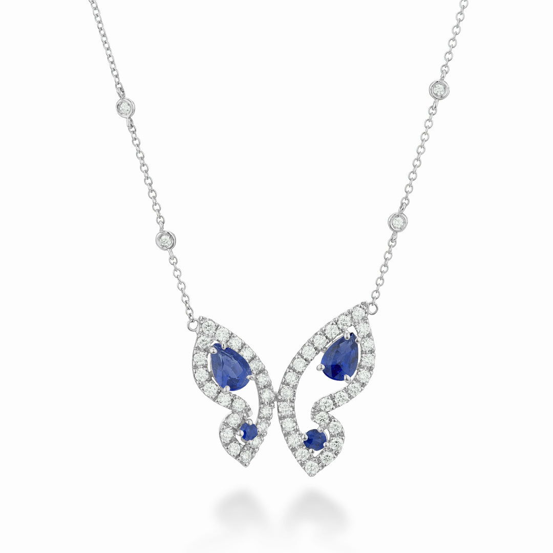 Golay girocollo mariposa grande con zaffiri e diamanti GFFA008DIZB-22259110052