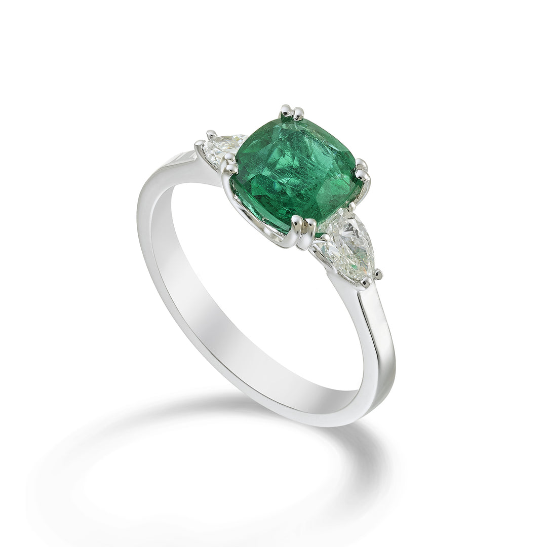 Golay-Kissen-Smaragdring 7x7 + Lat-Diamanten-Tropfen ACLCS003DISM77-23087110031