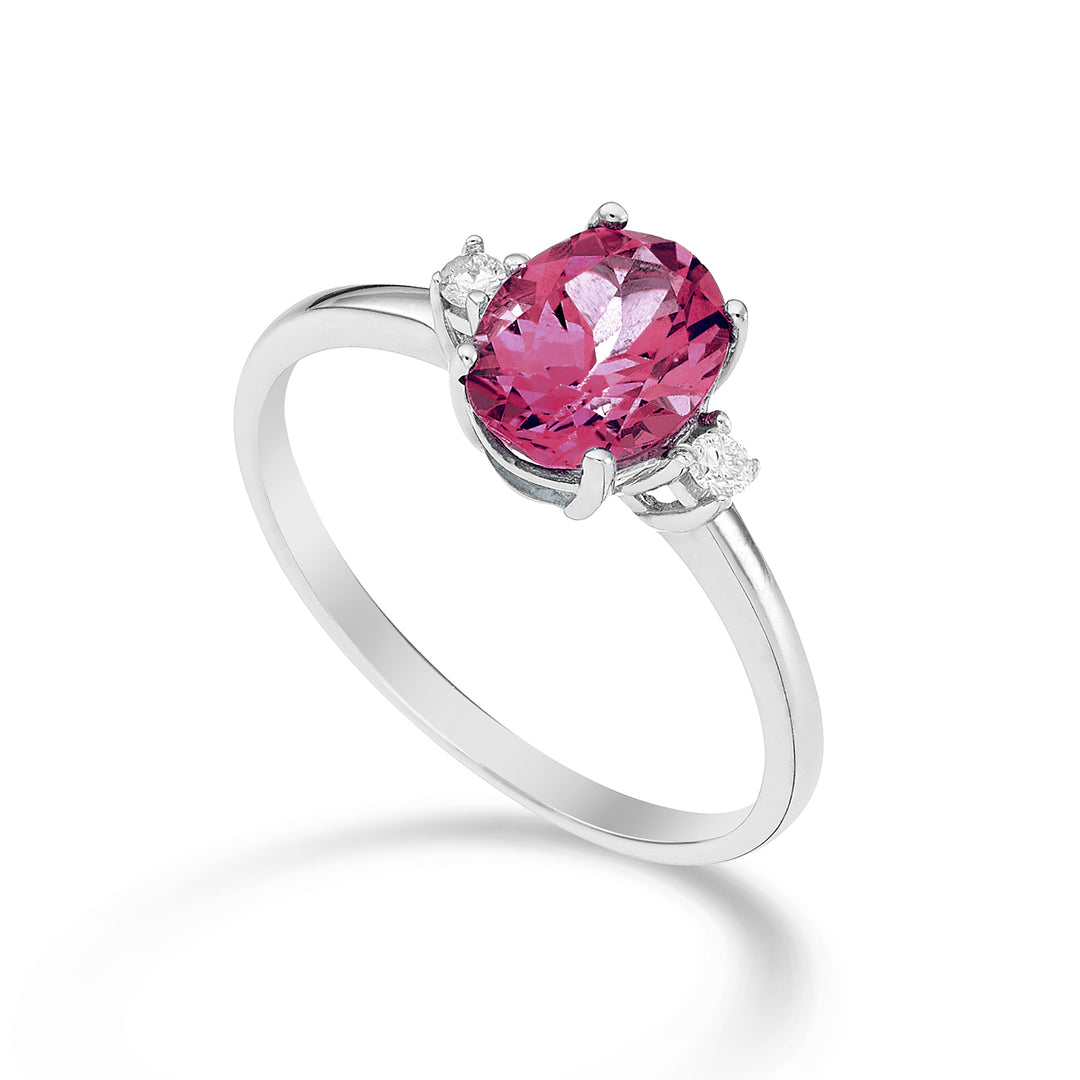 Nihama en 18k oval rosa topas 8x6 ct.1,40 diam. 0,05 ct NA5074O4TPPK