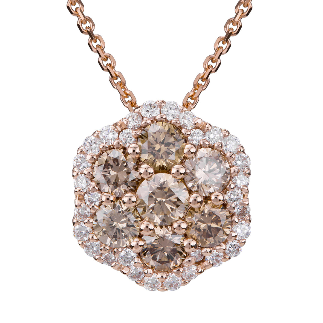 Collier fleur Golay avec diamants marron et contour d. blanc PPV007DIBW-18075110032