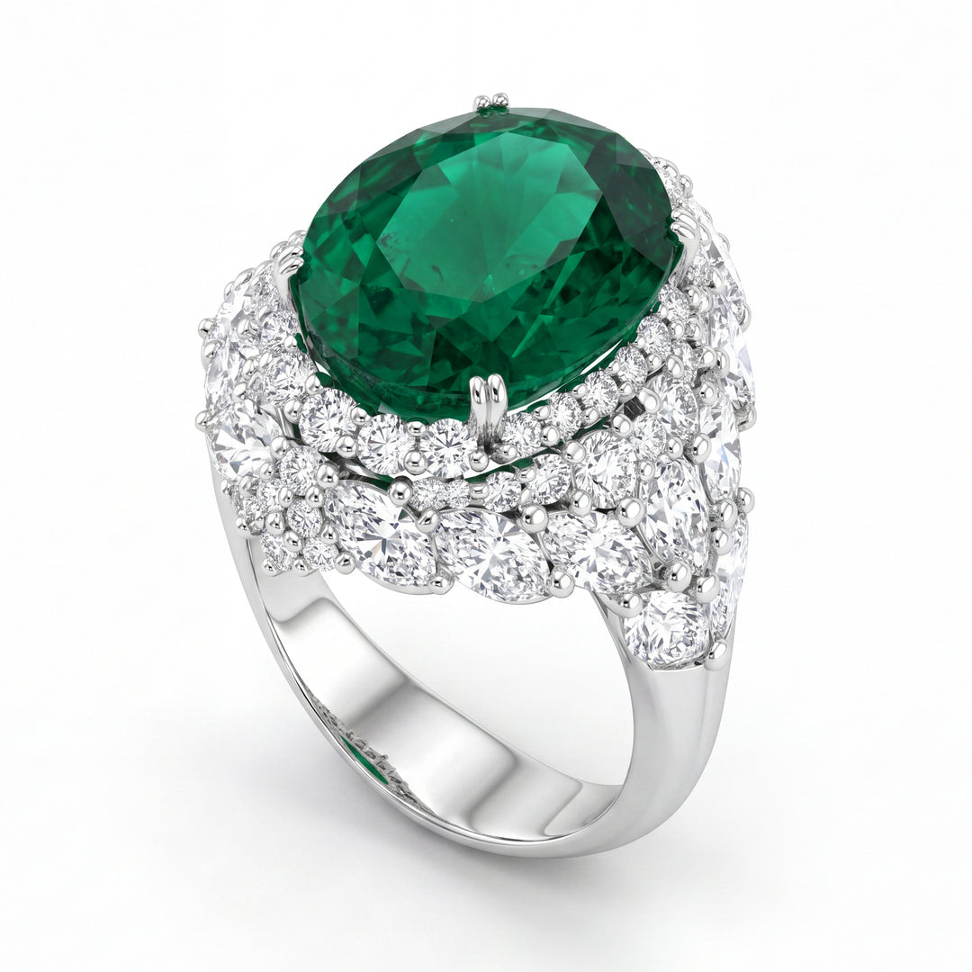 World Diamond Group -sormus 7,24 ct smaragdilla ja timanteilla APU190DISM-17263110006