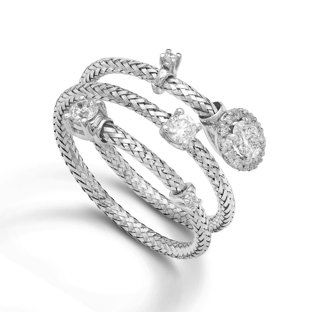 World Diamond Group um elo oval central de 18k 4x3 ct.0,12 diam. total de ouro branco 0,36 quilates GAMAGLIA03DIO4