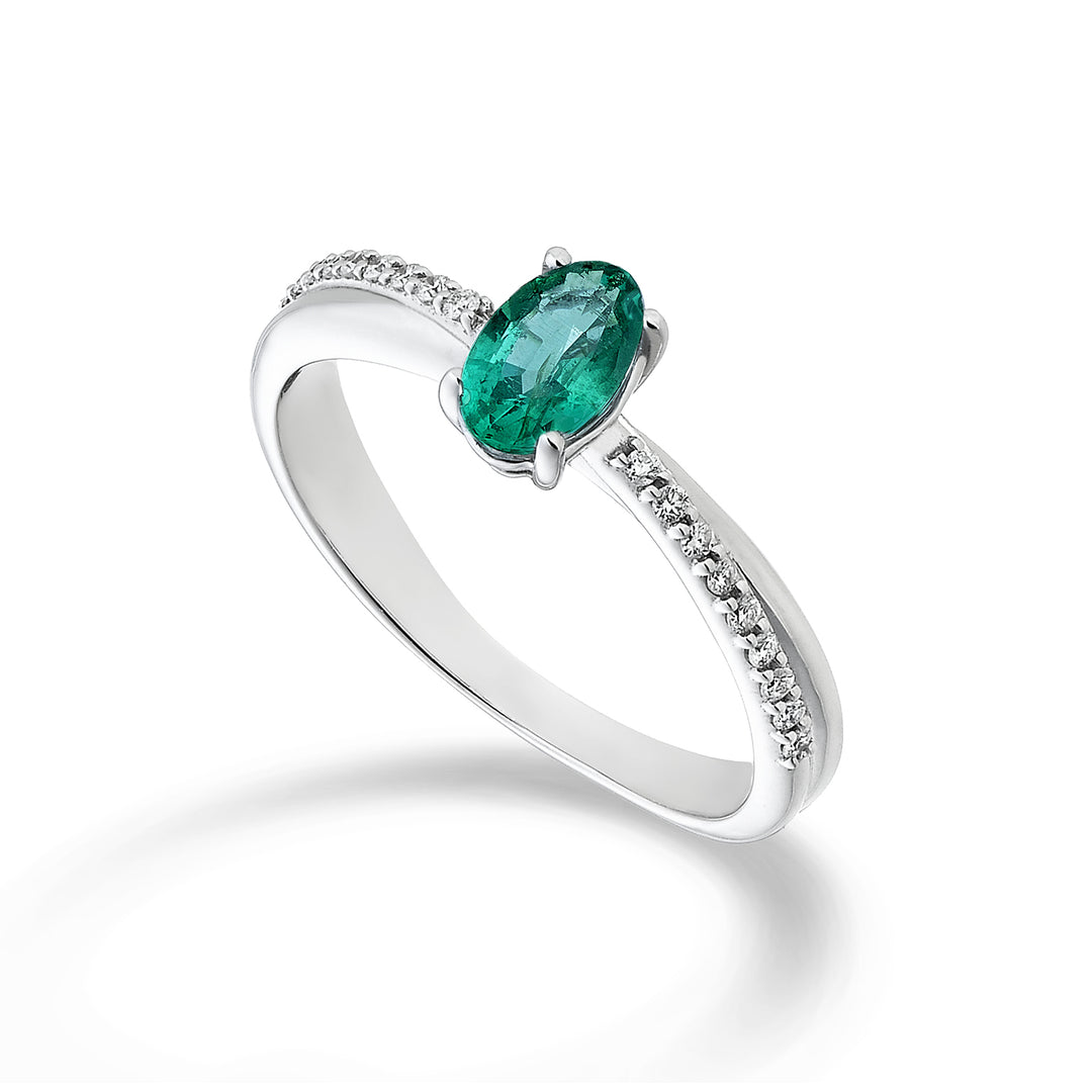 Mikiko an 18k emerald n. οβάλ 6x4 ct.0,42 διαστ. ct.0.07 MA5103O4SMN042