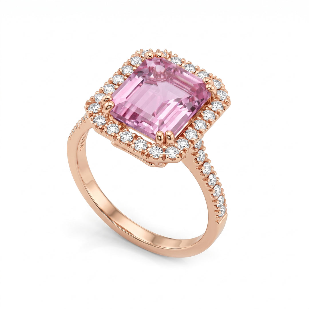 World Diamond Group ottekantet kunzitring 12x10 diamantkontur ACLC072DIKZ7-23061110064