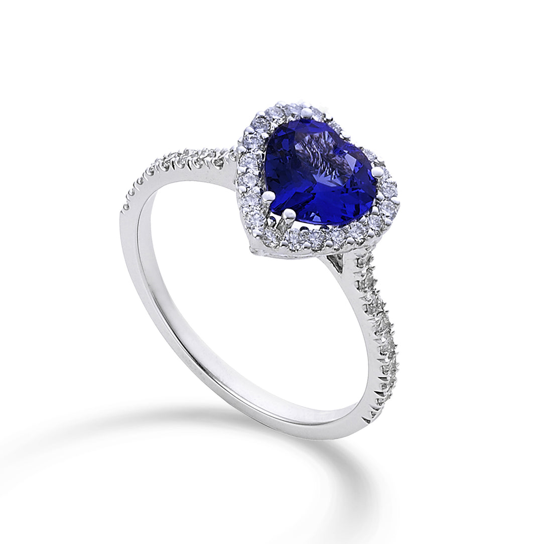 Golay thin diamond and tanzanite ring 7x7 heart shape ACLC061DITZ2-23311110046