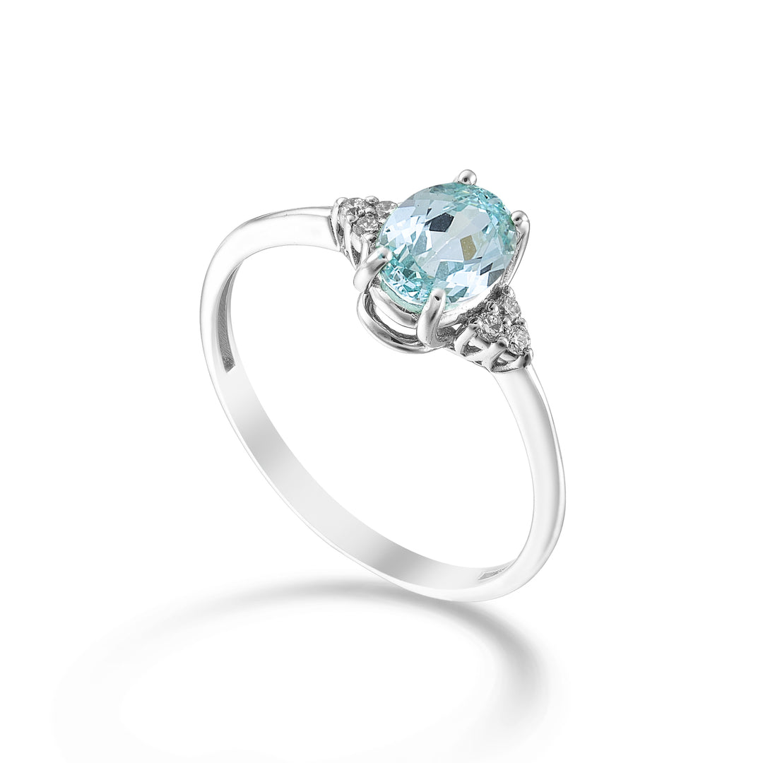 Mikiko 18k oválný paraiba turmalín 7x5 a boční diamanty MA5210O4PAR