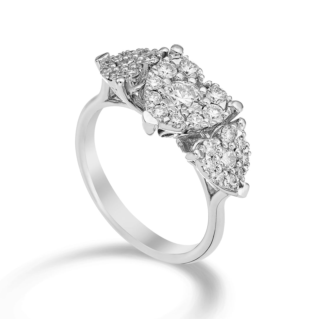 Bague trilogie Golay 3 coeurs centraux multi-pierres ct. 0,30 ACMTR001DI30-23074110016