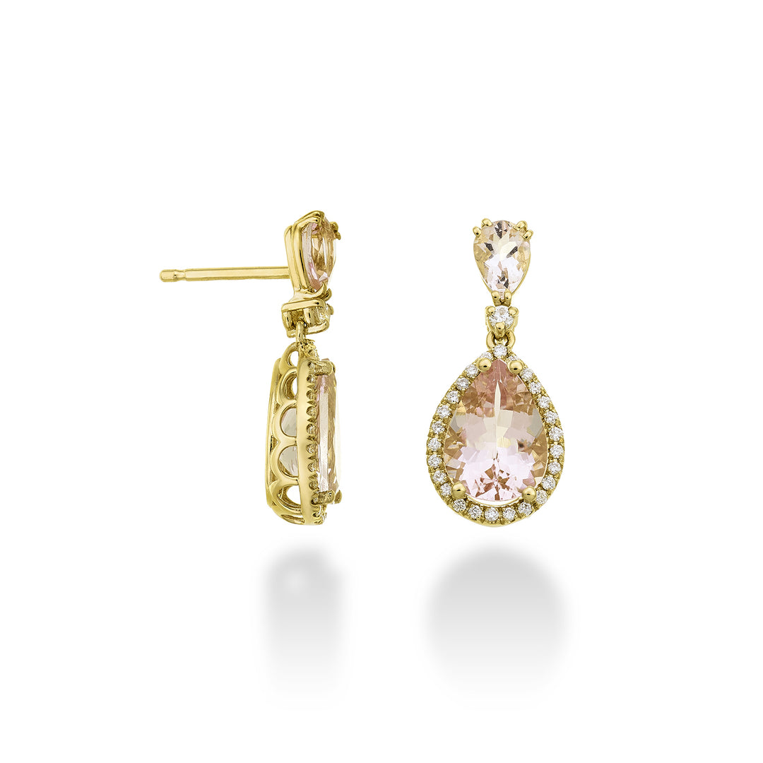 Golay morganite drop korvakorut 8x6 ja 6x4 ja timantit OCLC209DMO68-23236110032