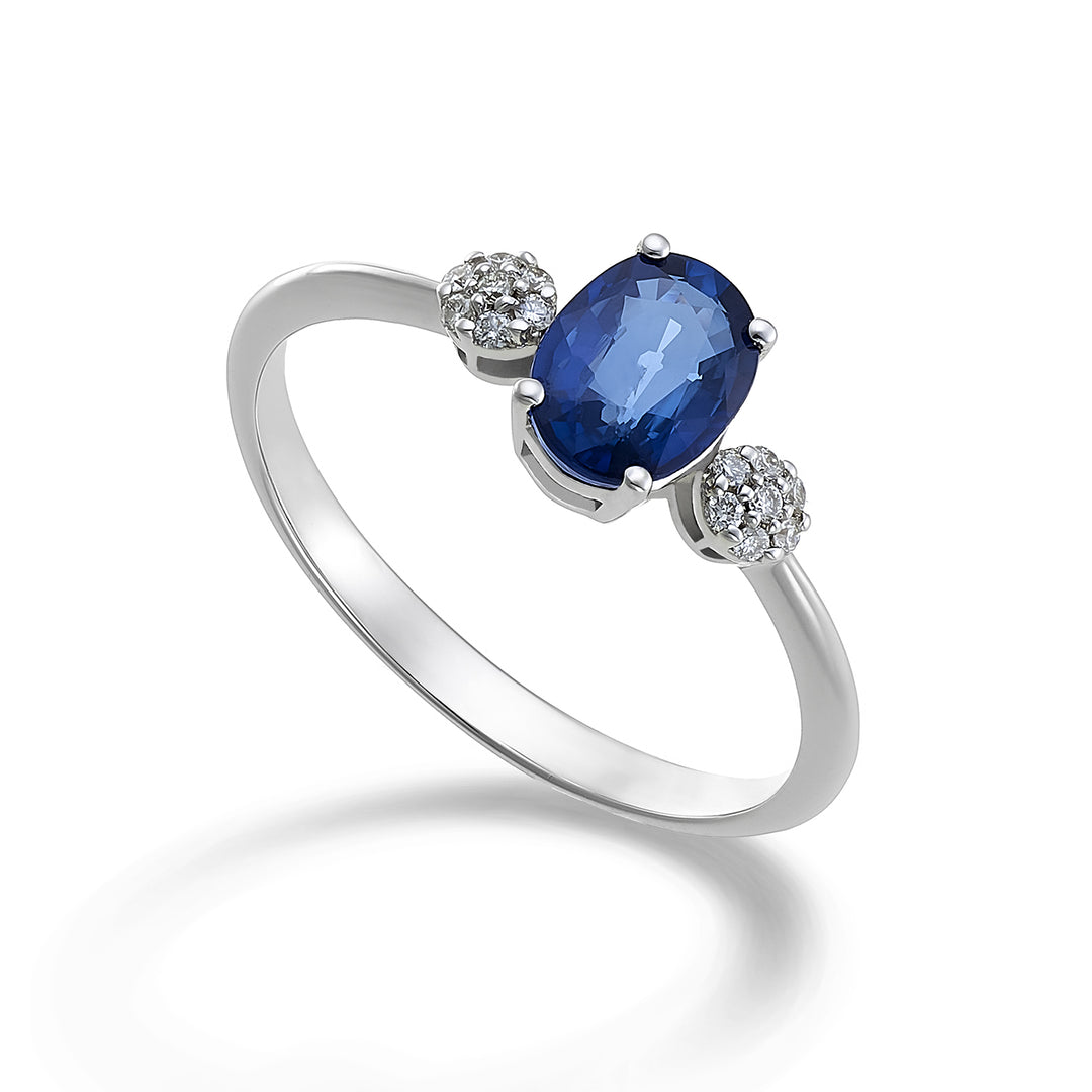 Nihama uma safira oval 18k 7x5 ct.0,80 diam. 0,10 quilates NA5058O4ZFD