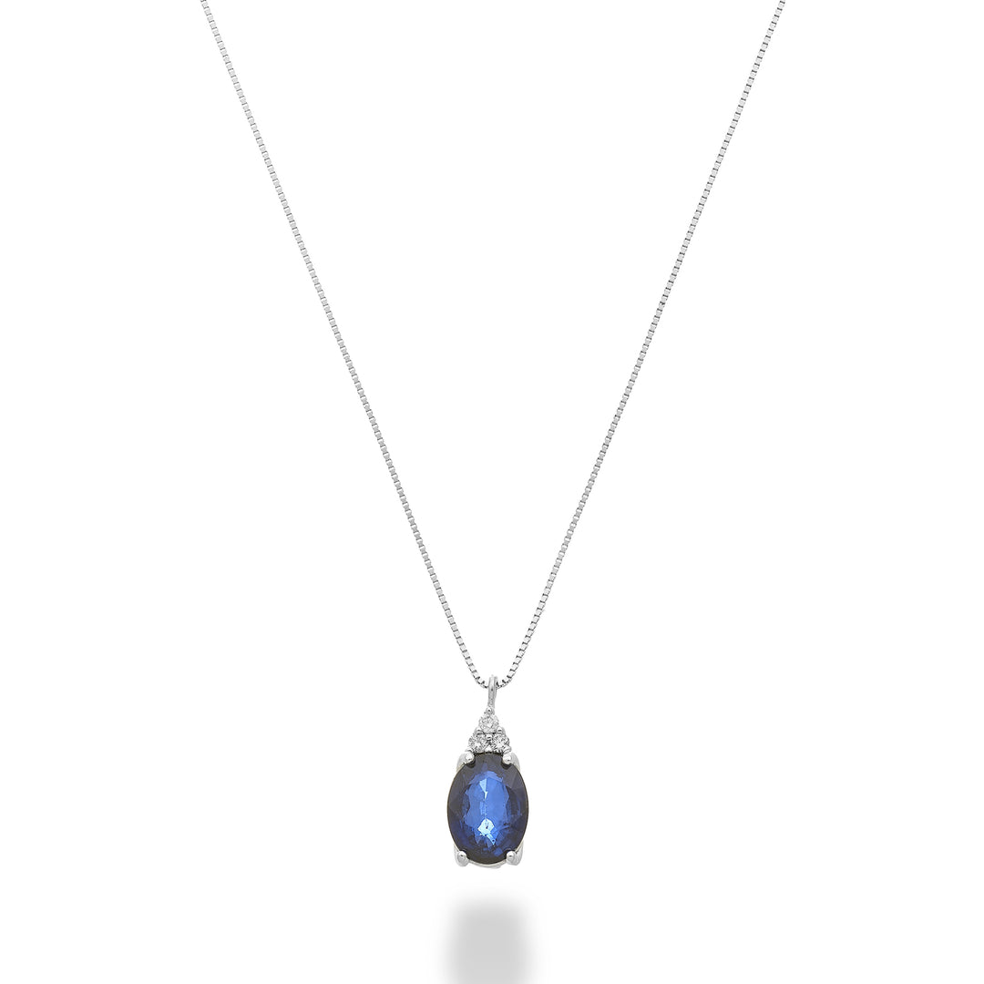 Mikiko cl 18k safir n. 7x5 oval med tre diamanter MD5189O4ZFN080