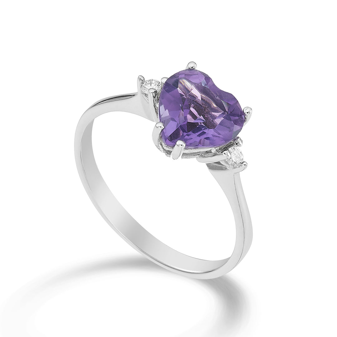 Mikiko et 18k ametyst hjerte 8x8 ct.1,45 diam. ct.0.05 MACL198DIAMET88O4