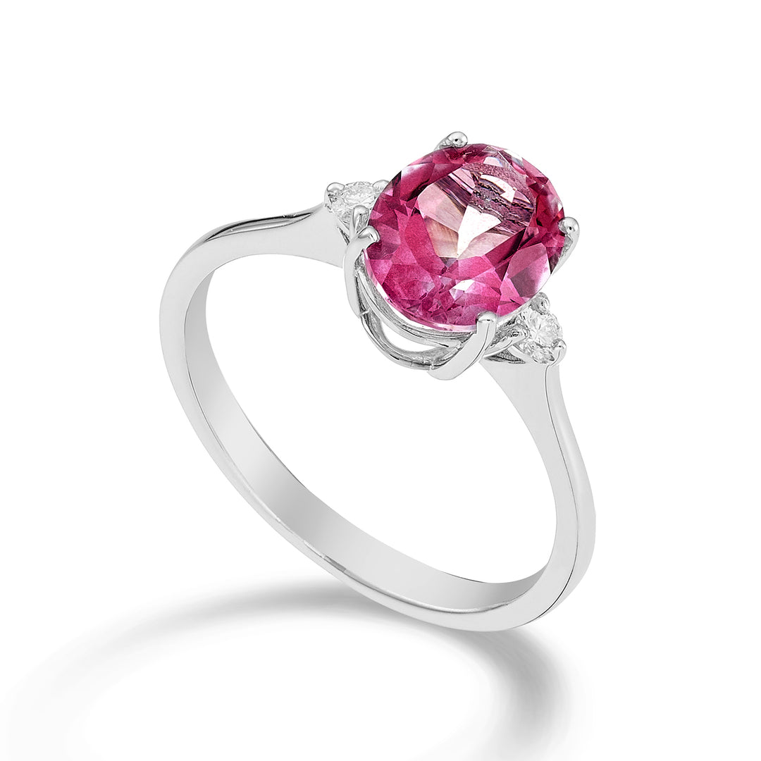 Nihama ένα οβάλ ροζ τοπάζι 18 καρατίων 7x9 ct.2,10 διάμ. ct.0,08 NA5143O4TPPK