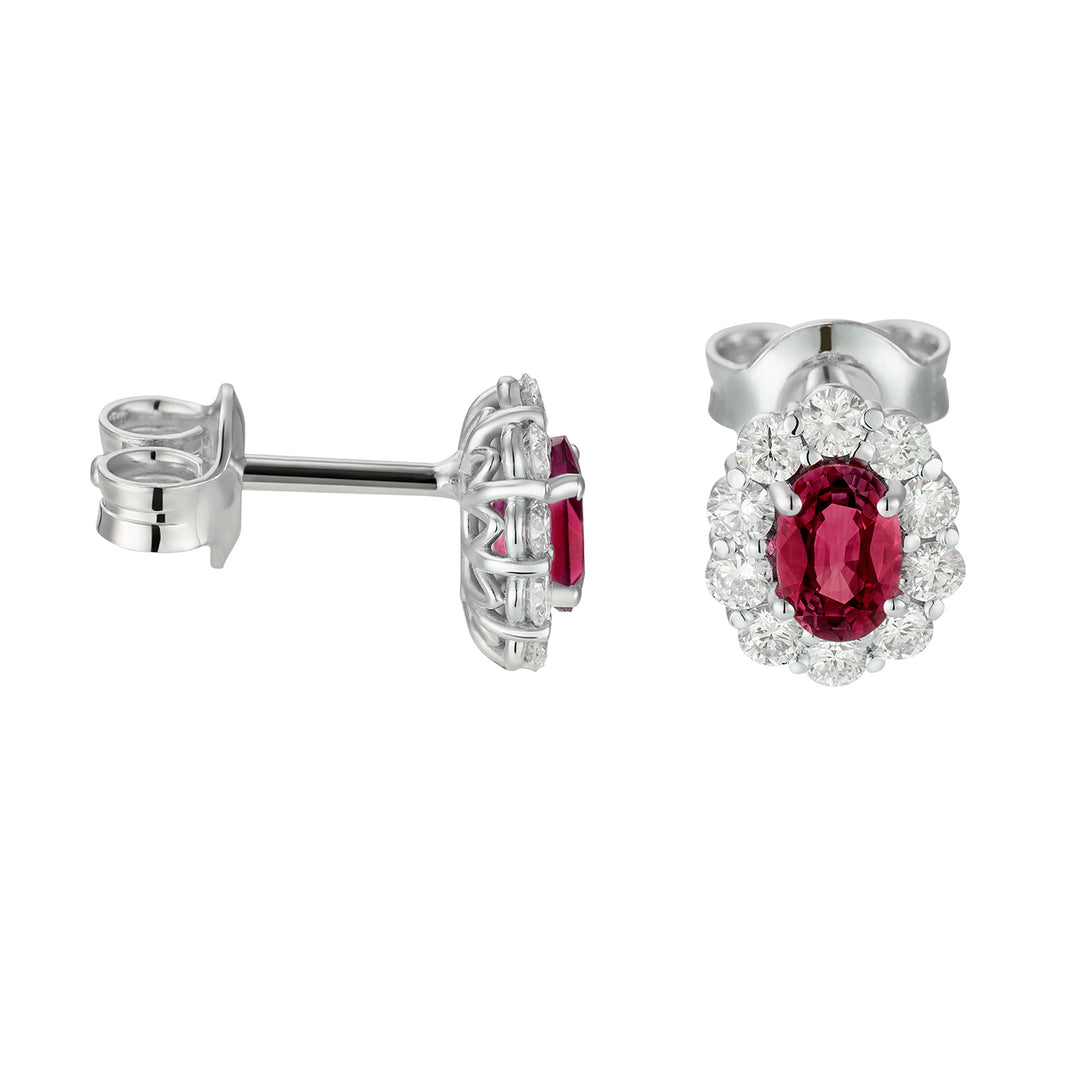 Cercei ovali cu rubin Golay 4x3 și diamante OCL040DIRU-26111110322