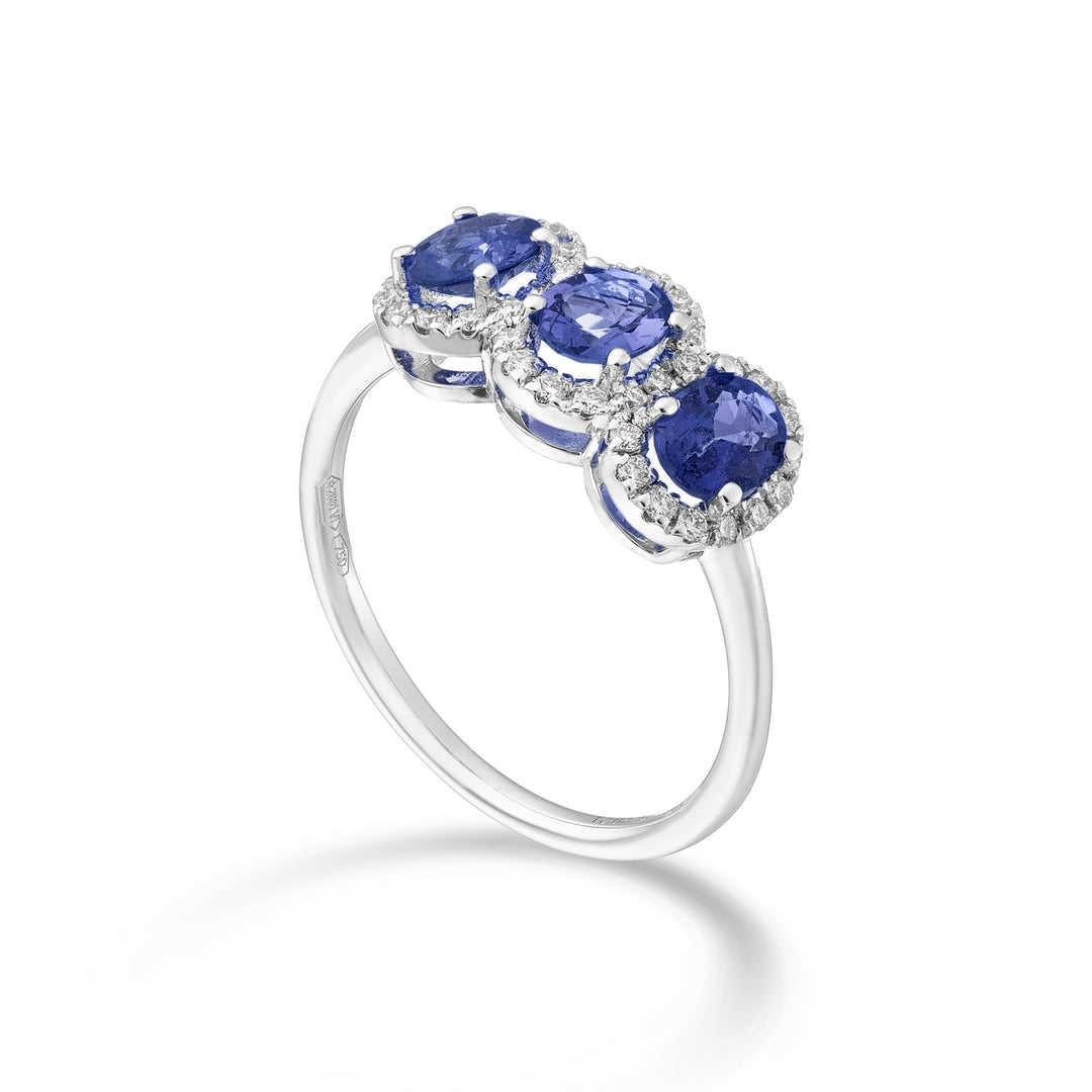 Mikiko an 18k zaffiro trilogy ovale 5x4 ct. 1,20 diam. ct.0,21 MA5194O4ZFD54