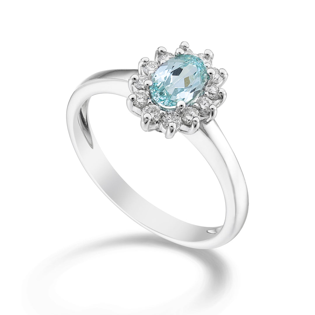 Mikiko 18k oválný paraiba turmalín 6x4 ct.0,70 pr. ct.0.23 MA5093O4PAR