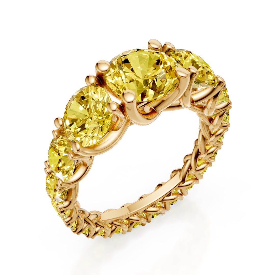 Golay scalaire gratie gyrodito ring met gele saffieren ABIC1498GZG