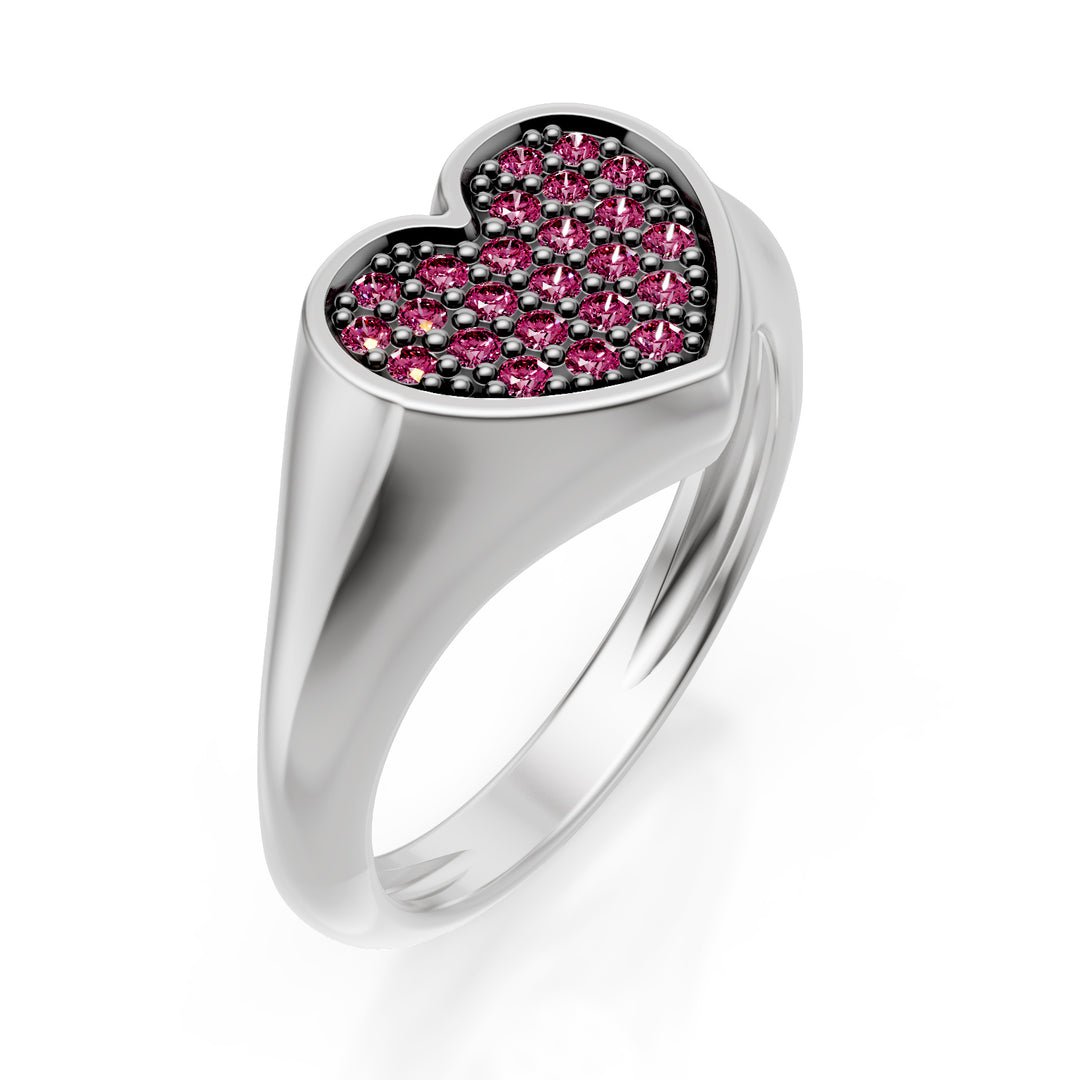 World Diamond Group pinky heart ring storlek 10 med z.pink vitguld ACH004ZPB