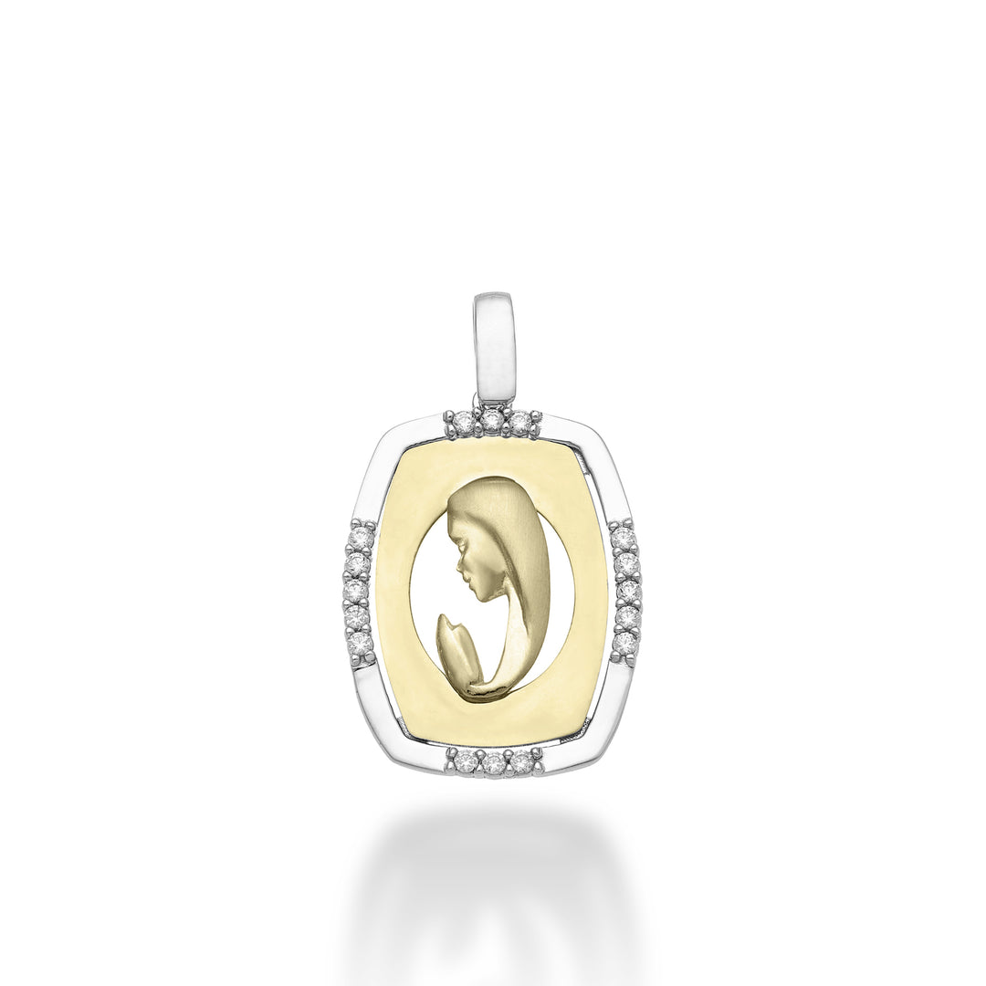 Nihama pe 18k 0,13 ct Madonna orando ouro branco/amarelo 1,9 cm NP5025O7BR013