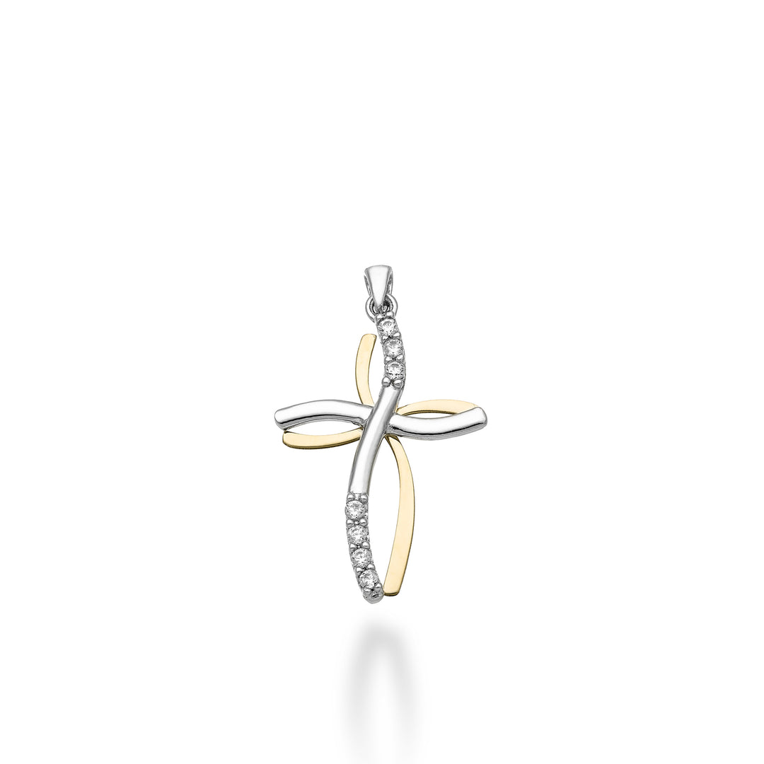 Nihama pe 18k 0,07 ct krzyż z białego/żółtego złota 1,8 cm NP5017O7BR007