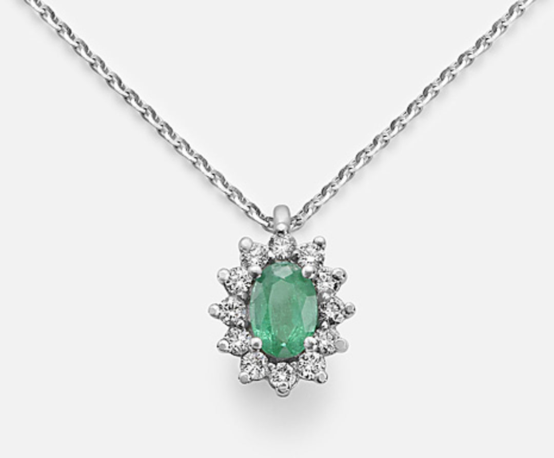 Nihama cl 18k smeraldo n. ovale 6x4 ct.0,42 diam. ct.0,23 ND5047O4SMN042