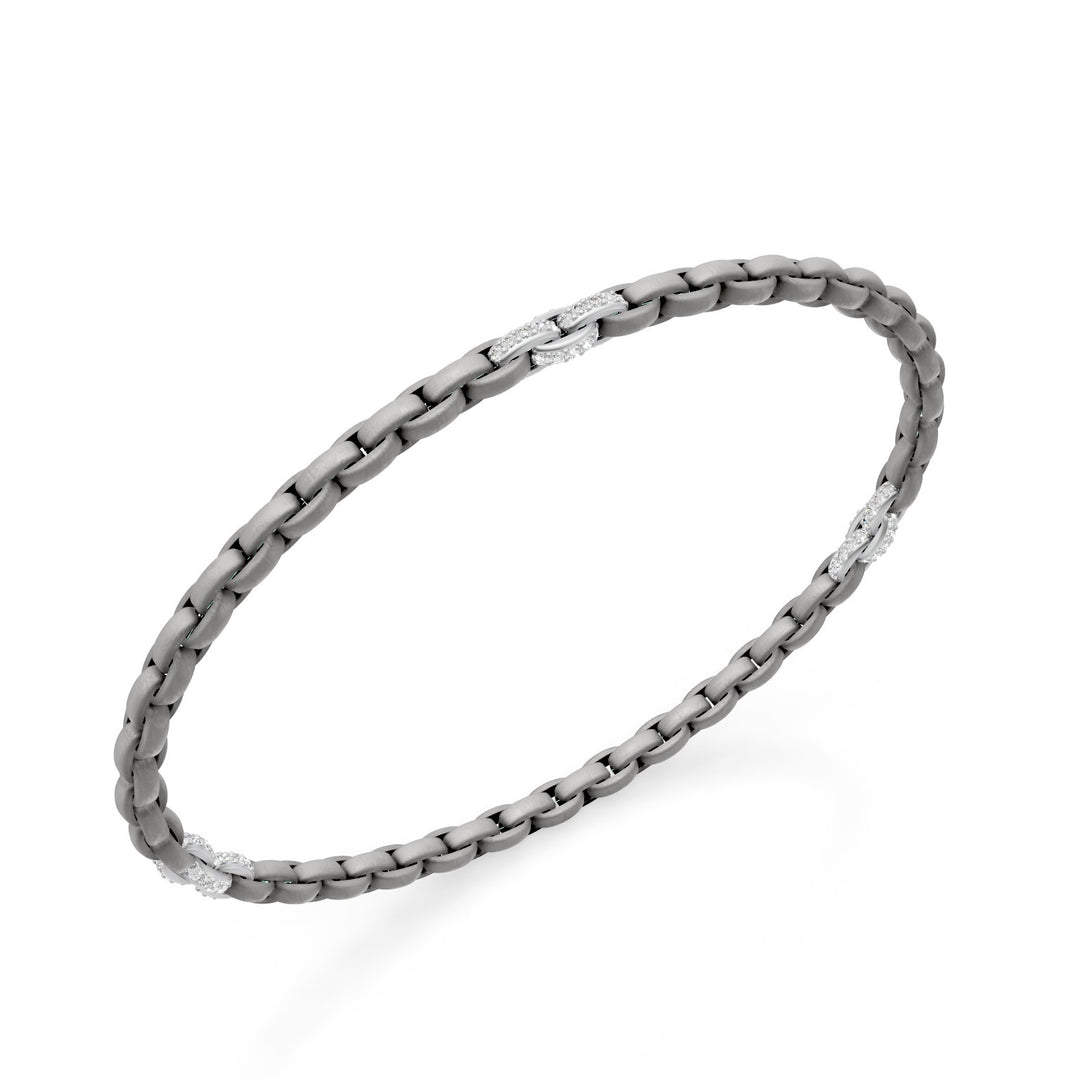 Golay bracciale in titanio grigio, con 9 inserti pavettati in platino, maglia ovale, 18,5cm GBR034E9PTDIGR-185