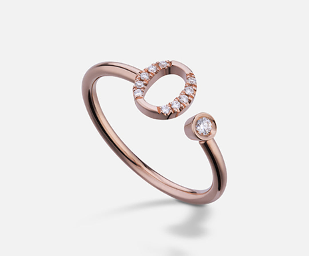 Golay uma letra 9k o grande diam ouro rosa. ct.0.08 GAFOD2R3