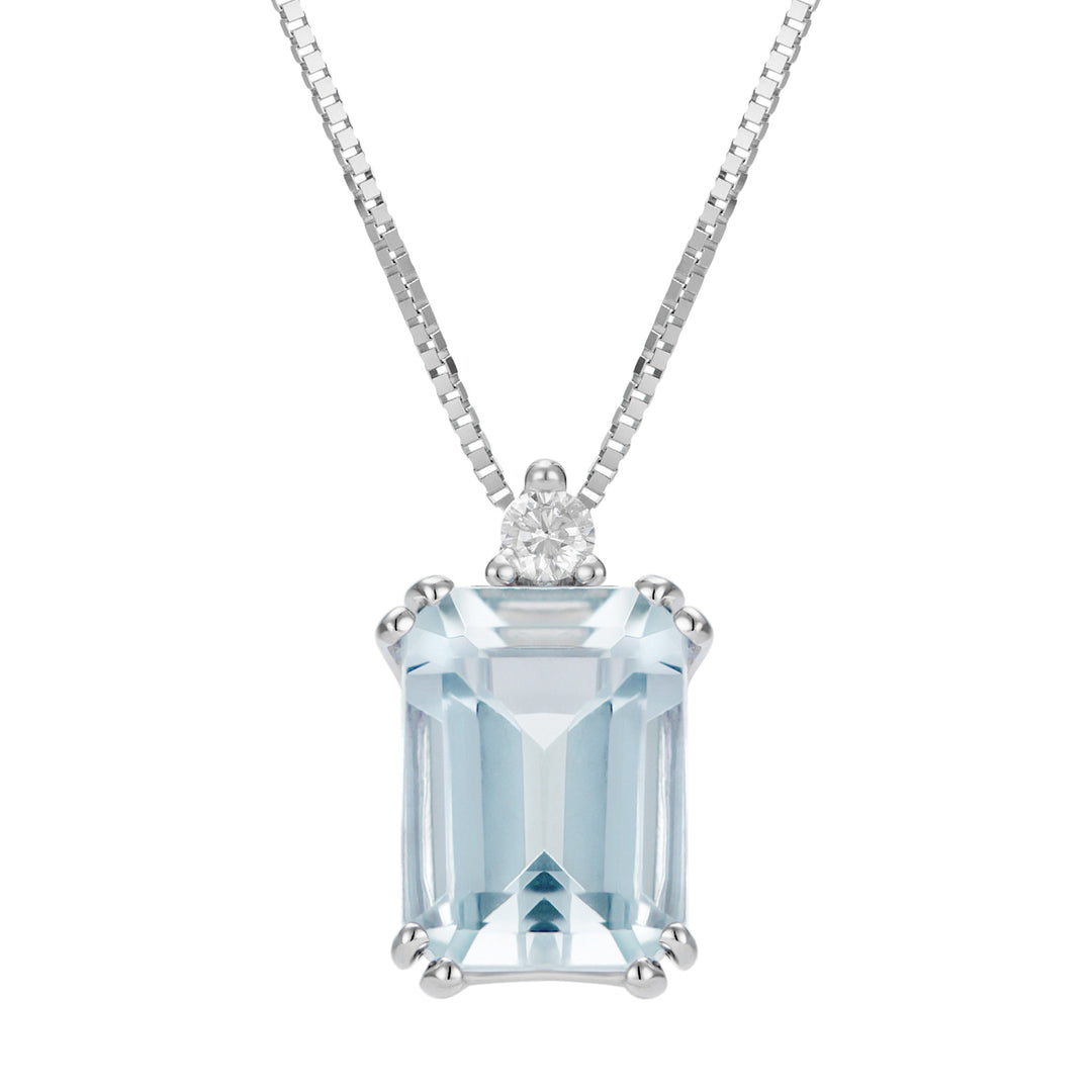 World Diamond Group Collar octogonal de aguamarina 8x6 y diamante PCL090DIAQ3-21013110039