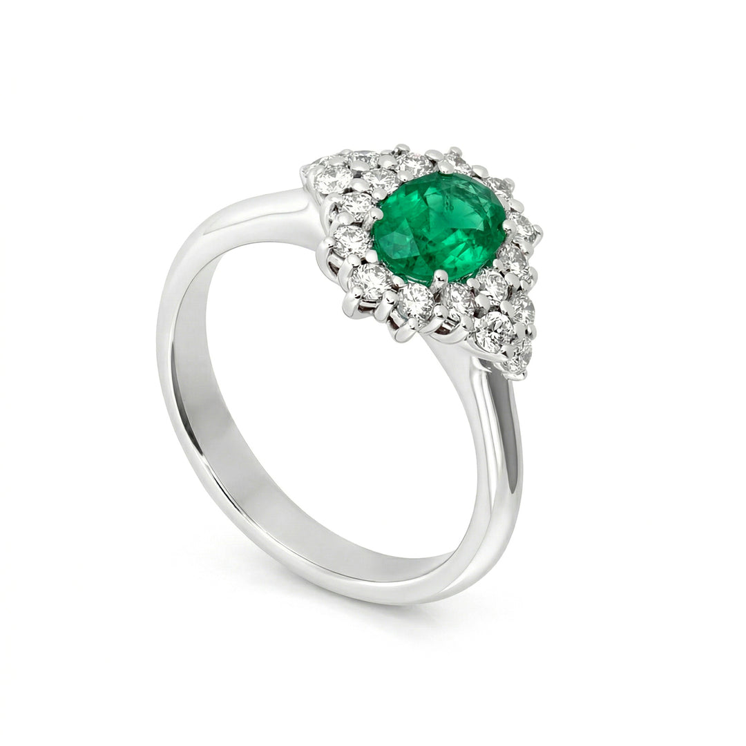 Bague émeraude ovale Golay 7x5 avec contour et côtés ACL004WDISM-23072110034