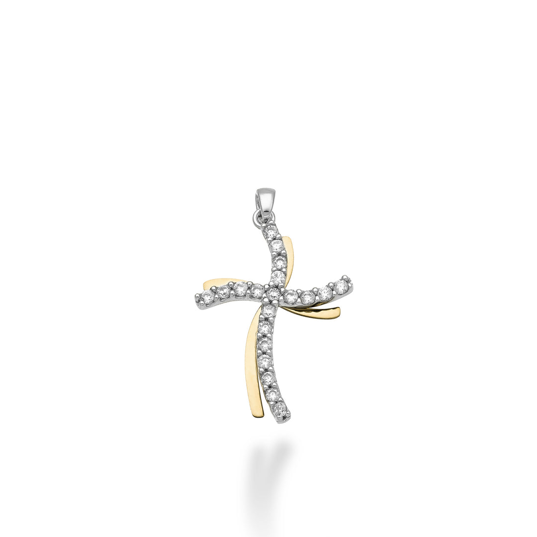 Nihama pe 18k 0,18 ct krzyż z białego/żółtego złota 1,9 cm NP5018O7BR018