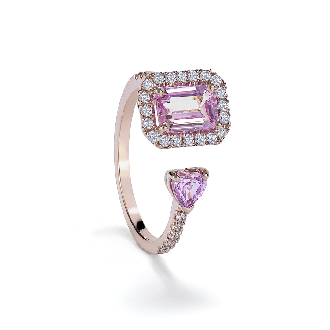 Golay ring with pink octave sapphires 7x5 and heart 4x4 ACLC311DIZP-22188110019