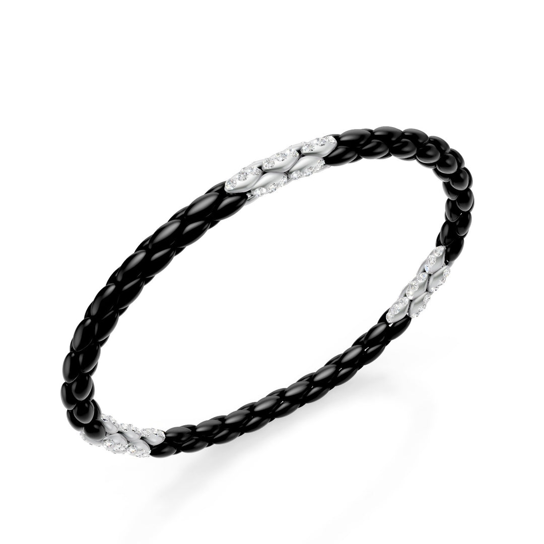 Golay bracelet in black titanium and 15 paveted inserts in platinum with 3 diamonds each, herringbone link, 19.5cm GBR038E15PTDINE-195