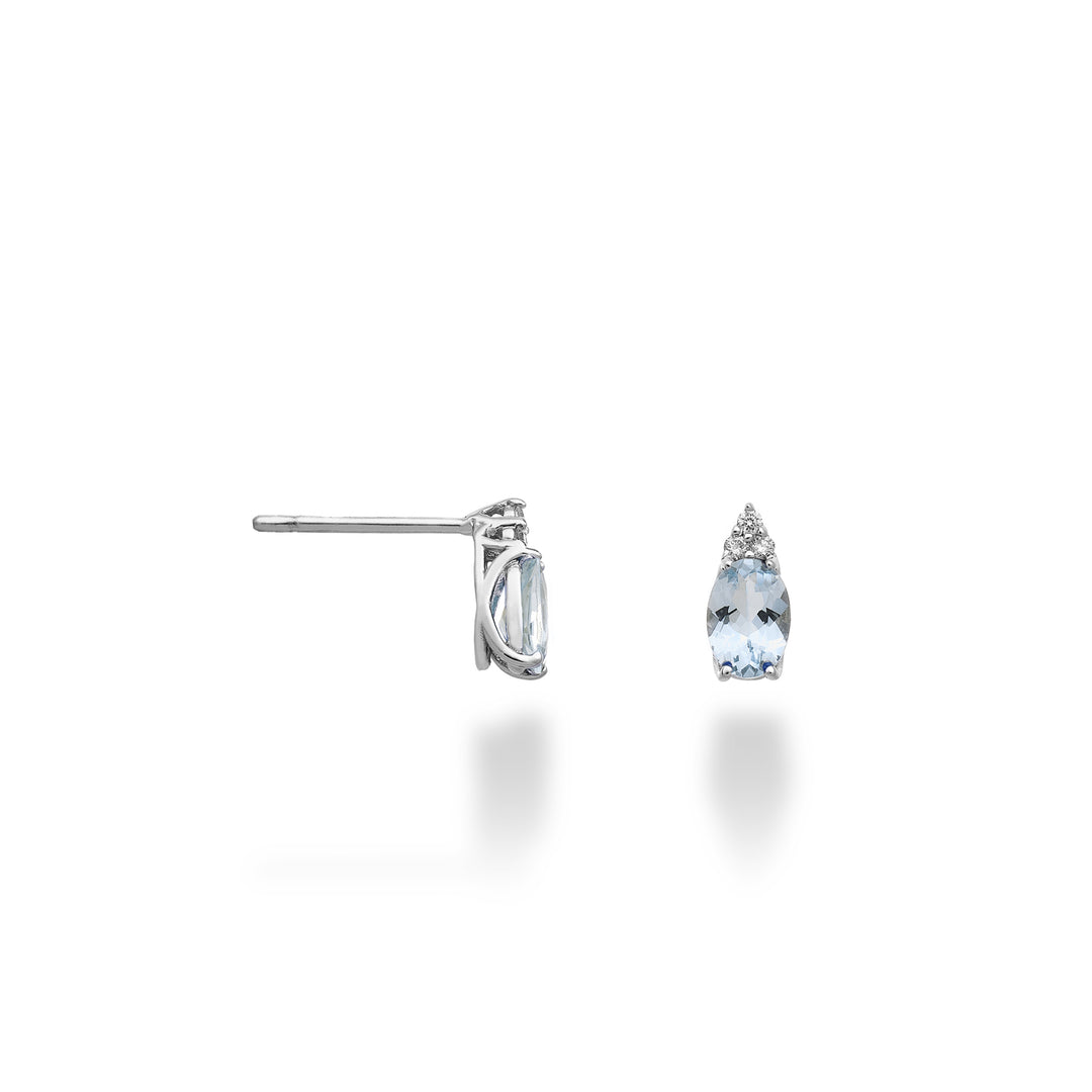 Mikiko ή 9k oval aquamarine 6x4 και τρία διαμάντια MO5171R4AM