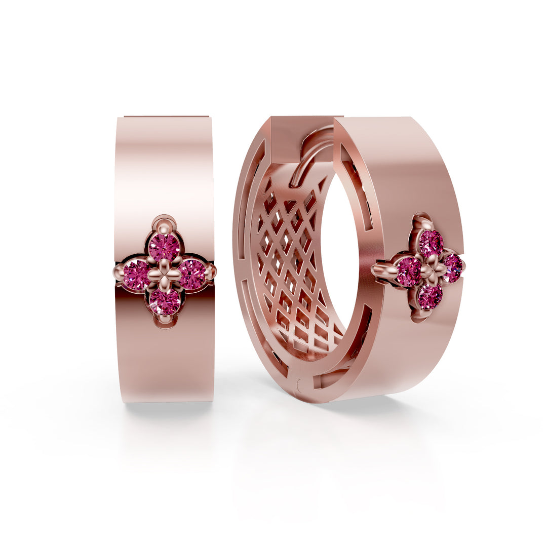 Golay pequenos brincos de argola rosa cetim rosa safira OFFI04ZPSR16