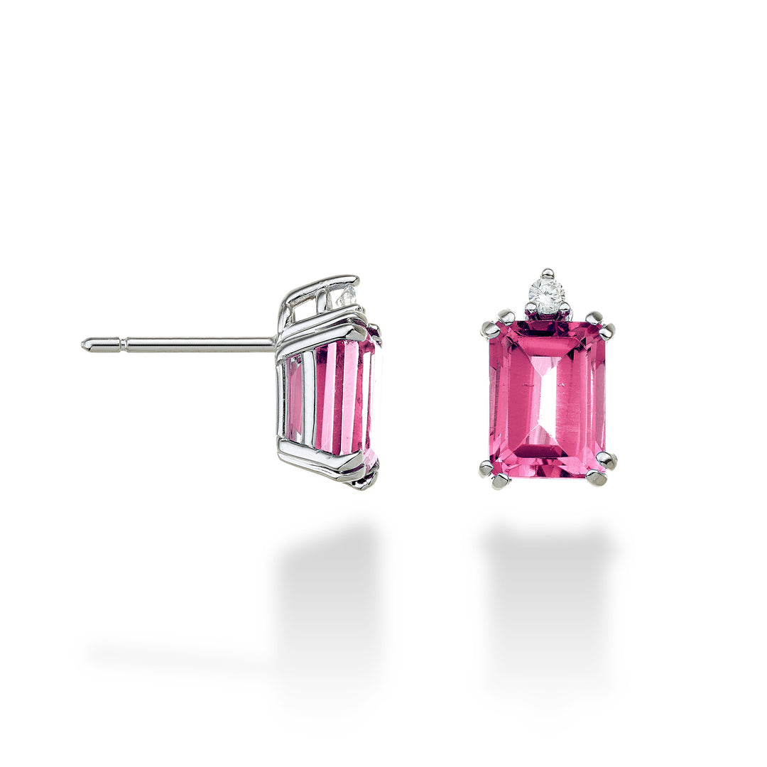 Mikiko oder 18k achteckiger rosa Topas 8x6 ct.3,80 Durchm. ct.0,06 MOCL090DITPPK3O4