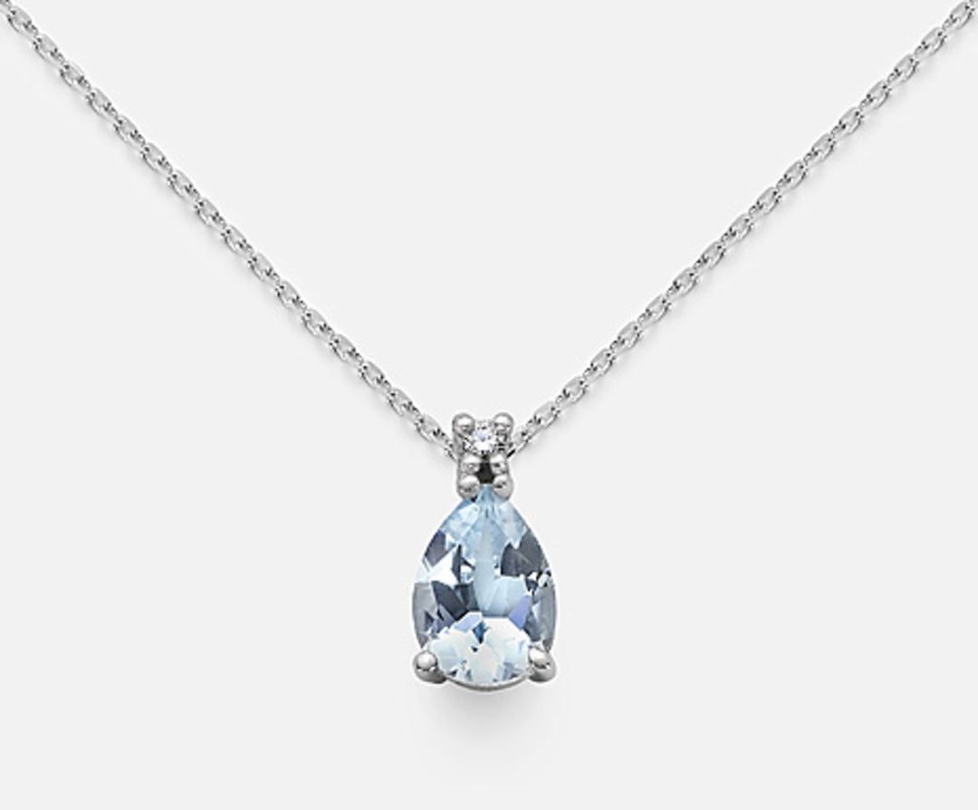 Mikiko cl 18k picătură acvamarin 7x5 ct.0.43 diam. ct.0,015 MD5038O4AM
