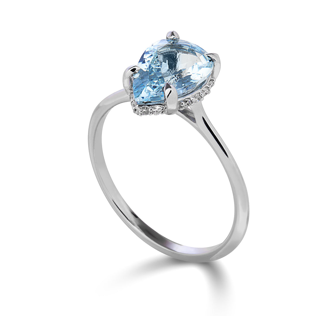 Mikiko an 18k aquamarine drop 10x7 set with diamonds MA5226O4AM