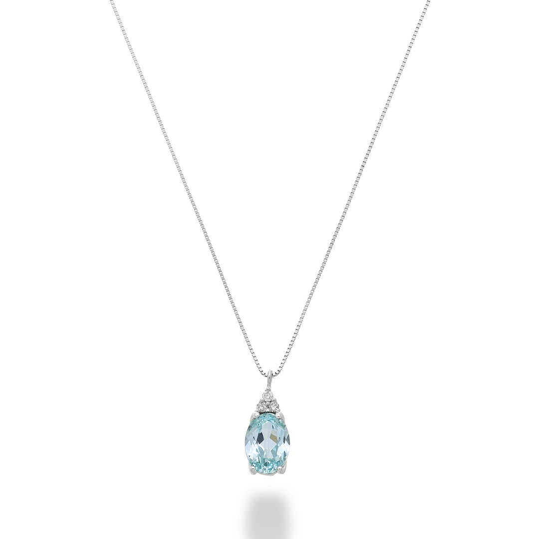 Tourmaline paraiba ovale Nihama cl 18 carats 7x5 avec trois diamants ND5189O4PAR