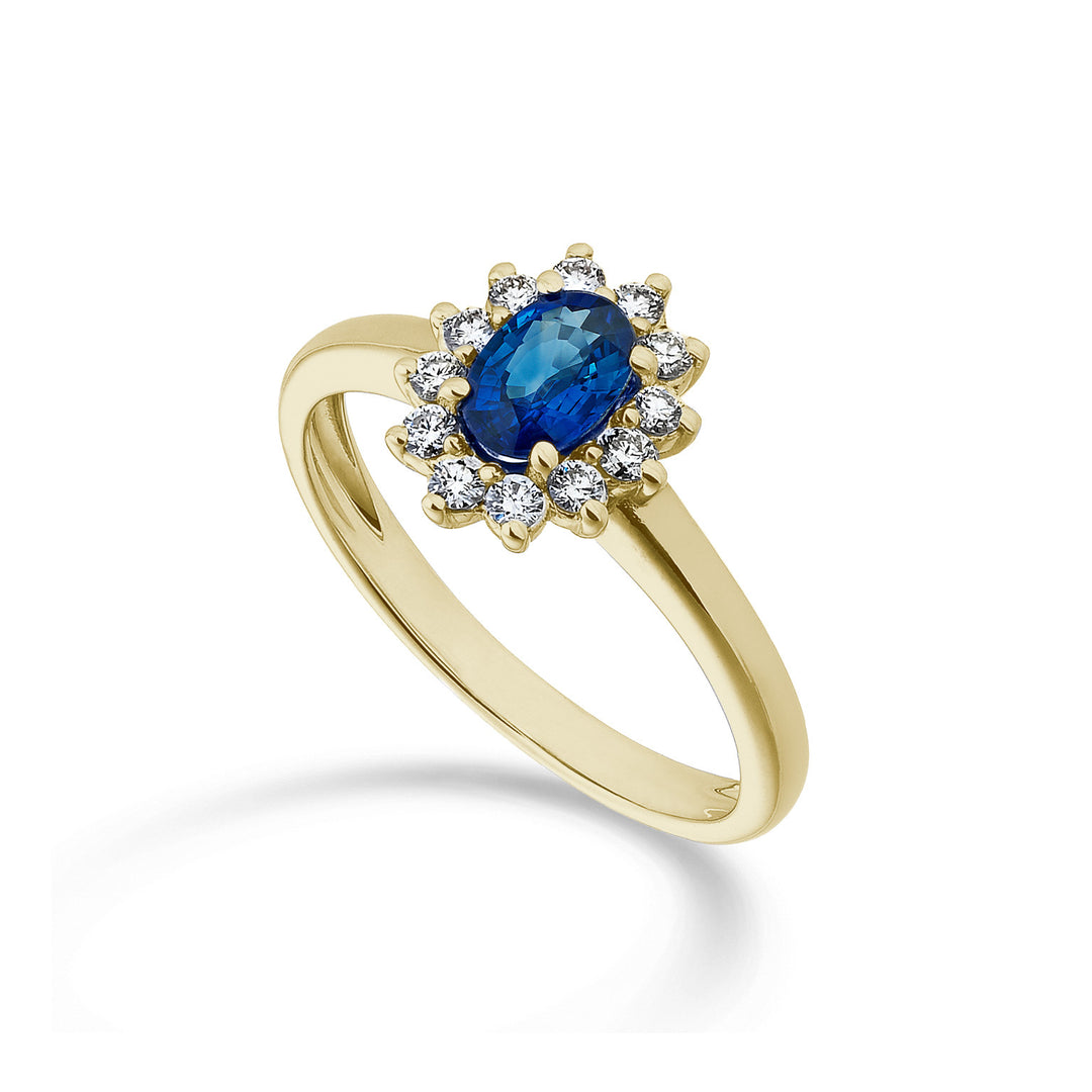 Nihama een 18k ovale saffier 6x4 geelgoud 0,40 ct diam. 0,23 ct NA5093O1ZFD