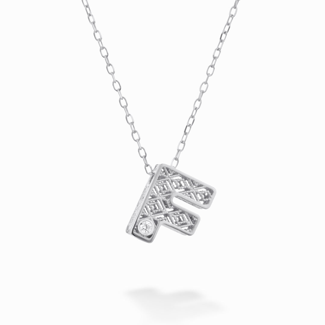 Mikiko cl 18k lettera f oro bianco diam. ct.0,01 MDLETFO4