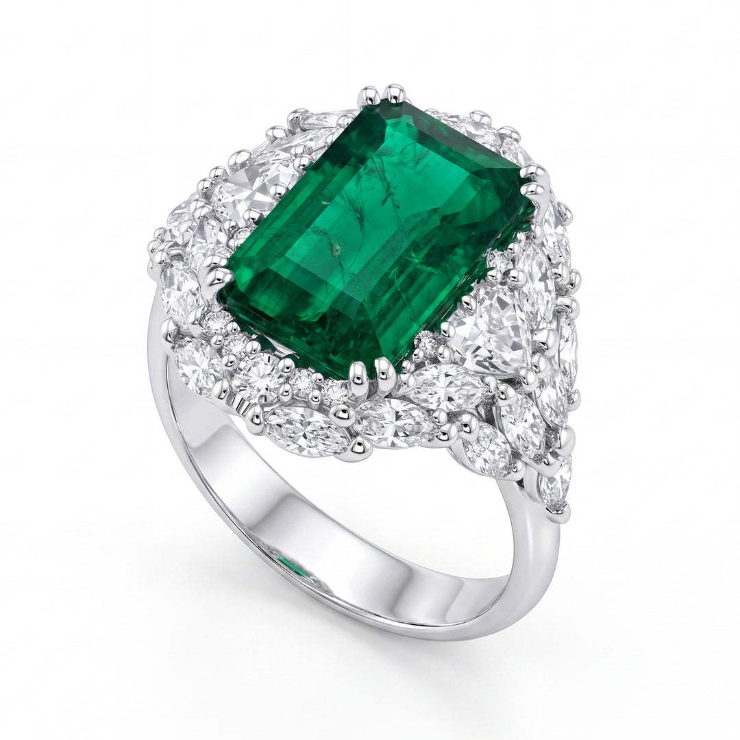 World Diamond Group smaragdisormus 4,24 ct ja sukkulan muoto APU171SMDI-19007110012