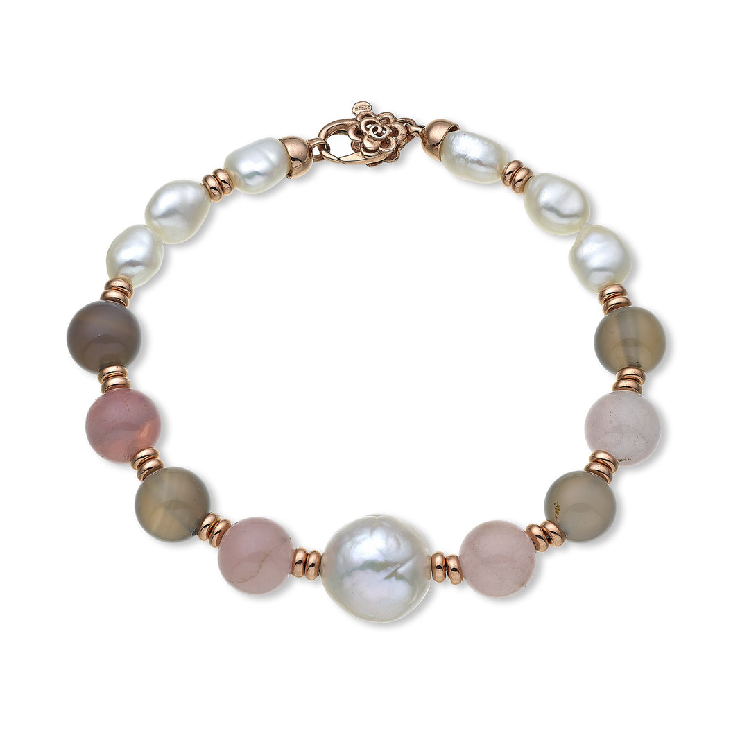 Mikiko br ag925 fw bar 6/7 nucl. 11/12 rosa Opal und grauer Achat 8 mm MB7452A3OPALEROSA