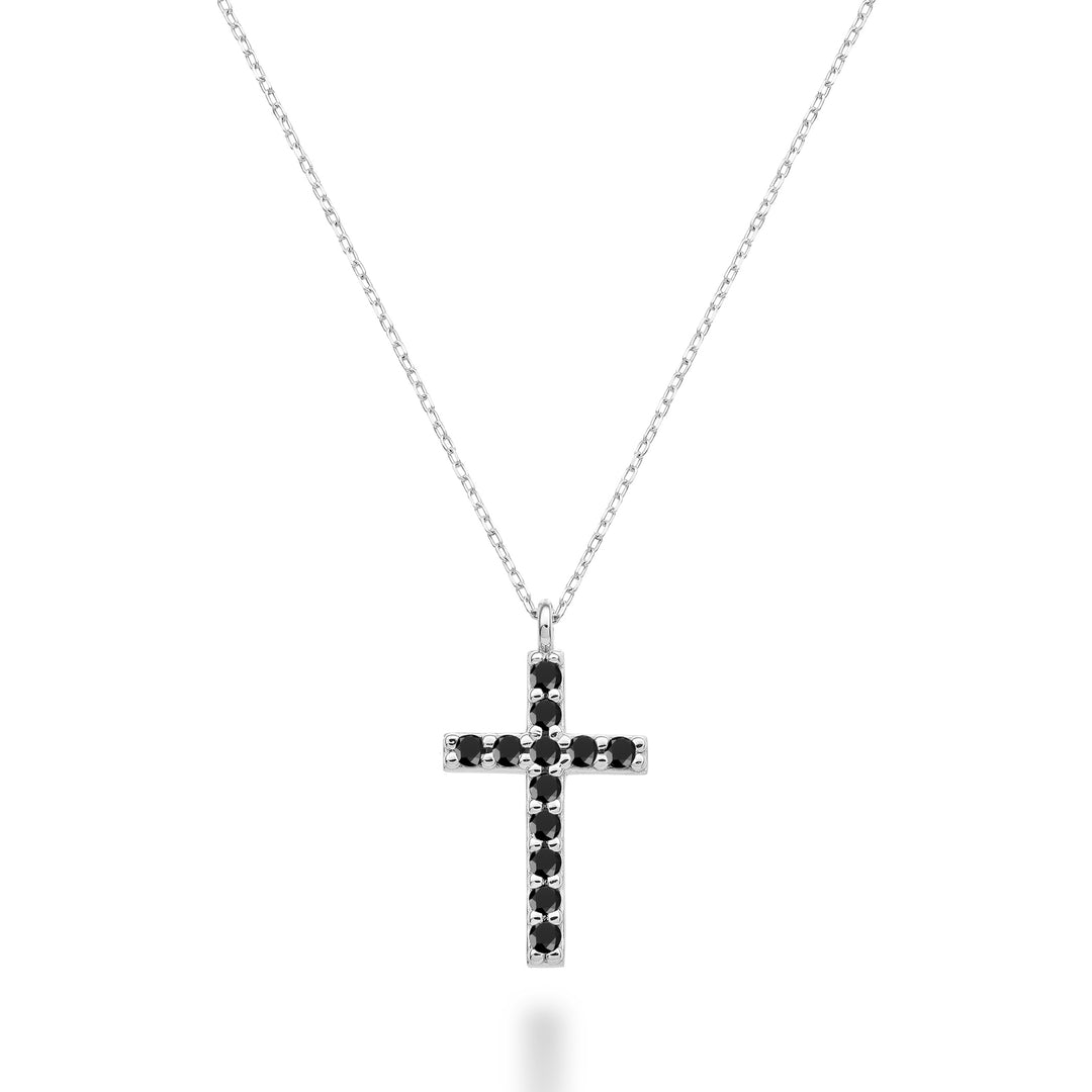 Nihama cl 18k kruis maat 4 witgoud met zwarte spinel 0,22 ct NDCRO4O4SBK