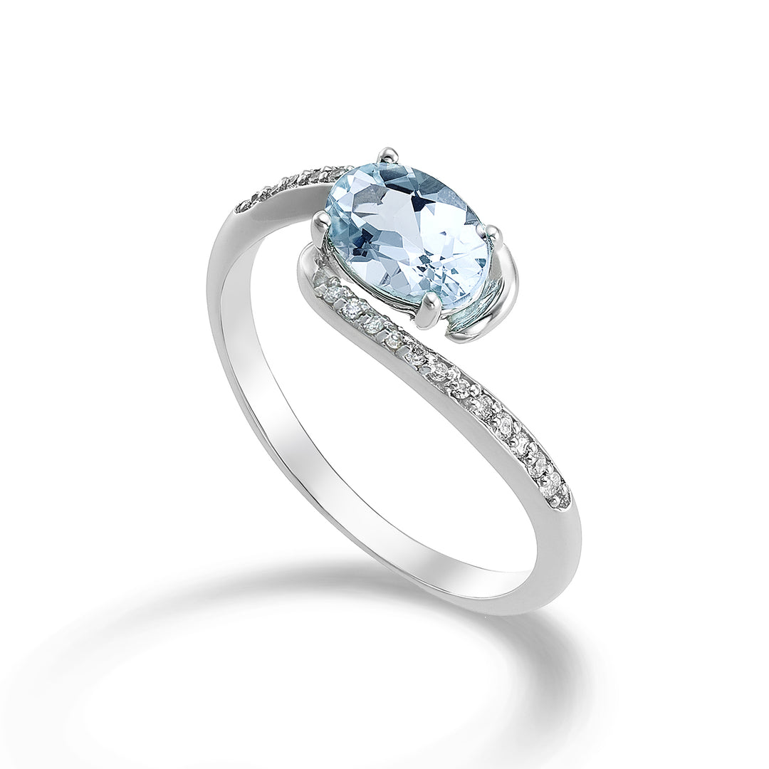 Mikiko una aguamarina ovalada de 18k 7x5 ct.0,50 diam. ct.0.085 MA5101O4AM