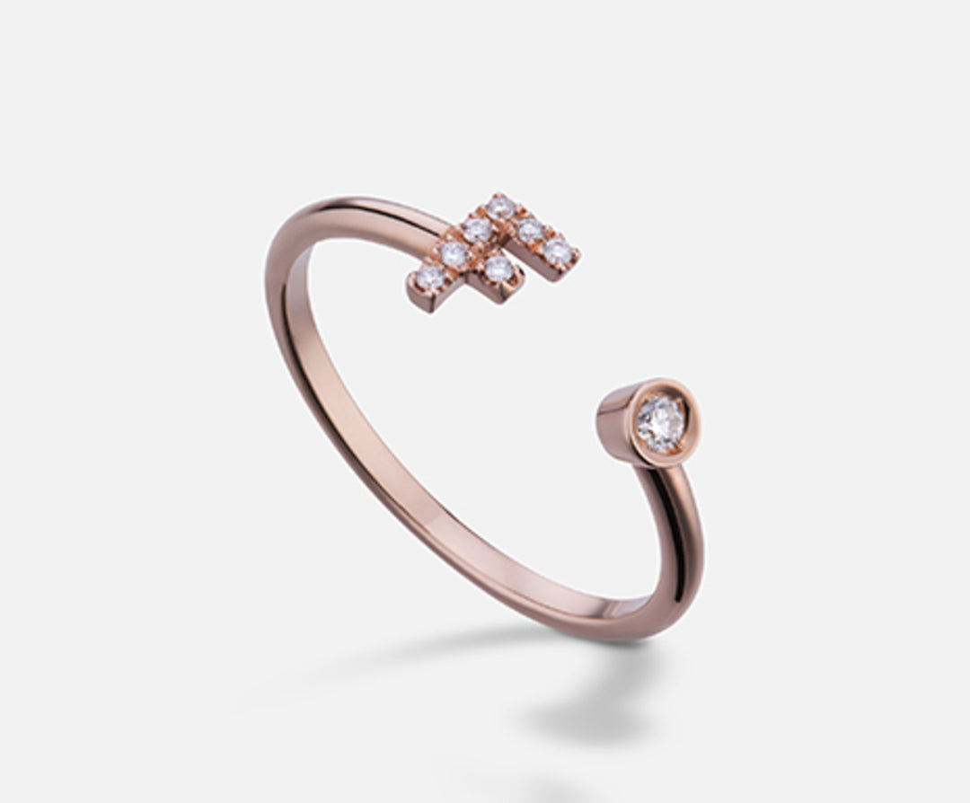 Golay een 9k letter f kleine roségouden diam. ct.0,07 GAFFD1R3