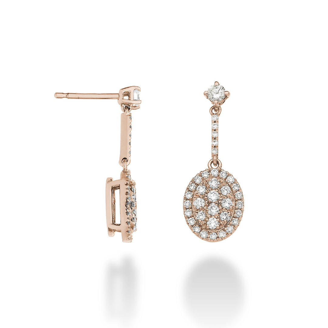 Pendientes Golay multipiedra ovalados y barra. oro rosa OMPC002DIR-23193110015