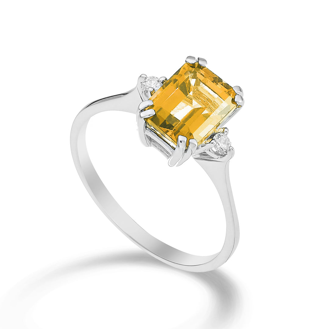 Mikiko un citrino octogonal de 18k 8x6 ct.1,30 diam. ct.0,06 MACL090DICITR3O4