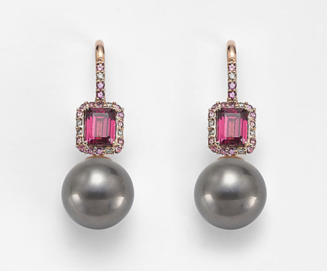 Mikiko oder 18 Karat SSPB 11/12 ct.0,12 Diam braun, rosa Turmalin und Rhodolith MO1429O3SANE110