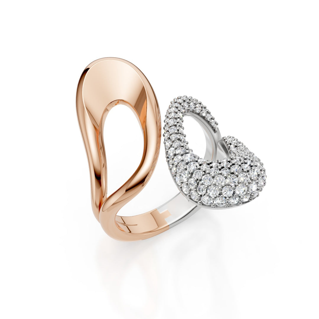 Bague Golay bicolore blanc et rose, pavé&