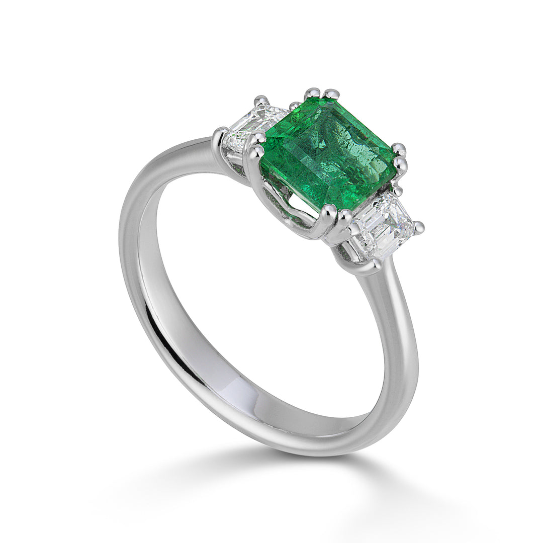 Trilogie Golay diamante și smarald octogonal ATRSEM002DSM1-22346110084